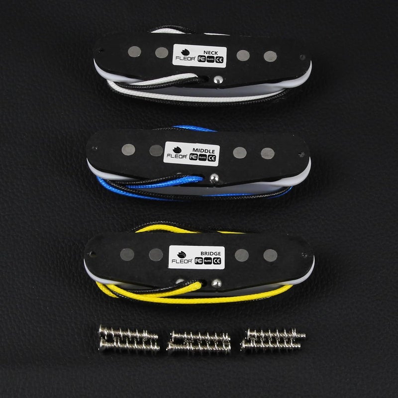 FLEOR Single Coil Pickup Alnico 5 Guitar Neck/Middle/Bridge Pickups Set Staggered, White - Image 5