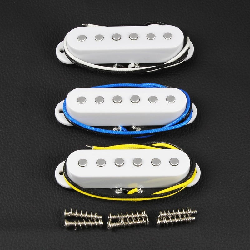 FLEOR Single Coil Pickup Alnico 5 Guitar Neck/Middle/Bridge Pickups Set Staggered, White - Image 4