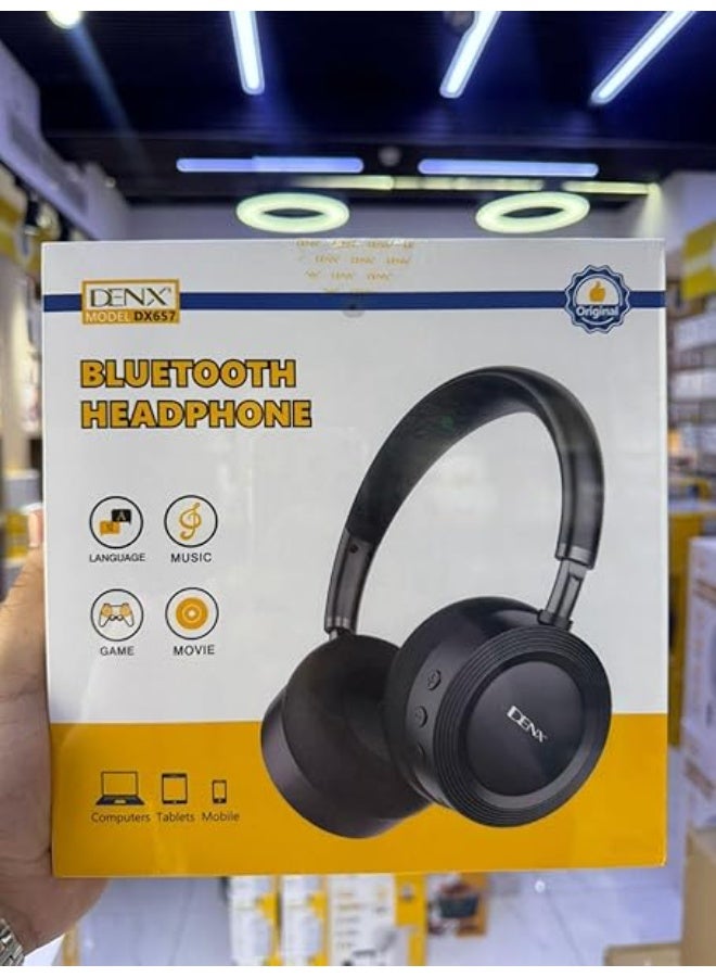 Denx DENX DX657 Bluetooth Headphones, Over-Ear Wireless, Compatible with Computers, Tablets, Mobile, Multi-Mode for Music, Games, Movies, Black - Image 2
