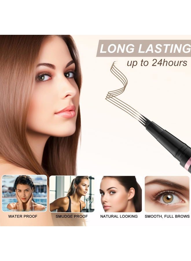 LAVONE Eyebrow Pencil Makeup Kit, with Waterproof 2-IN-1 Microblading Eyebrow Pen, Eyebrow Pomade, Eyeliner and Dual-ended Eyebrow Brush, Brow Pencil Kit for Natural Eyebrows - Taupe - Image 4