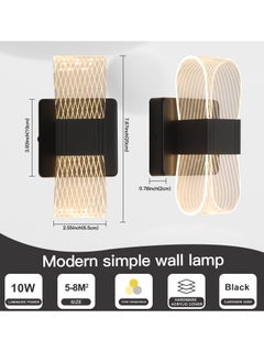 YATAI LIGHTING Bedroom Modern Wall Light, LED Simple Black Wall Lamp with Light Guide Plate, Acrylic Dimmable Wall Light for Living Room, Hallway, Bedroom, Stairs, 10W  - Image 3