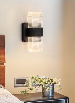 YATAI LIGHTING Bedroom Modern Wall Light, LED Simple Black Wall Lamp with Light Guide Plate, Acrylic Dimmable Wall Light for Living Room, Hallway, Bedroom, Stairs, 10W  - Image 5