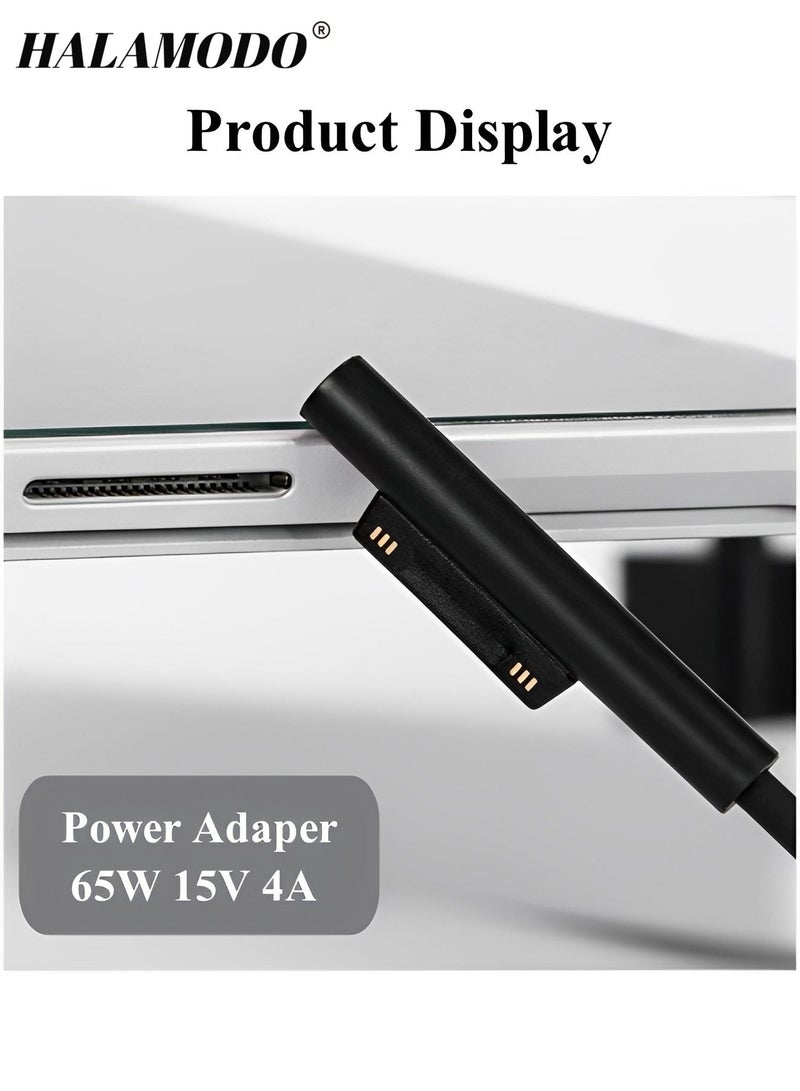 هالامودو شاحن كمبيوتر محمول بقدرة 65 واط، ومحول طاقة 15 فولت/4 أمبير، متوافق مع أجهزة الكمبيوتر المحمولة والأجهزة اللوحية من Microsoft Surface Pro 3 4 5، وSurface Go، وSurface Book، مع منفذ شحن USB - Image 3