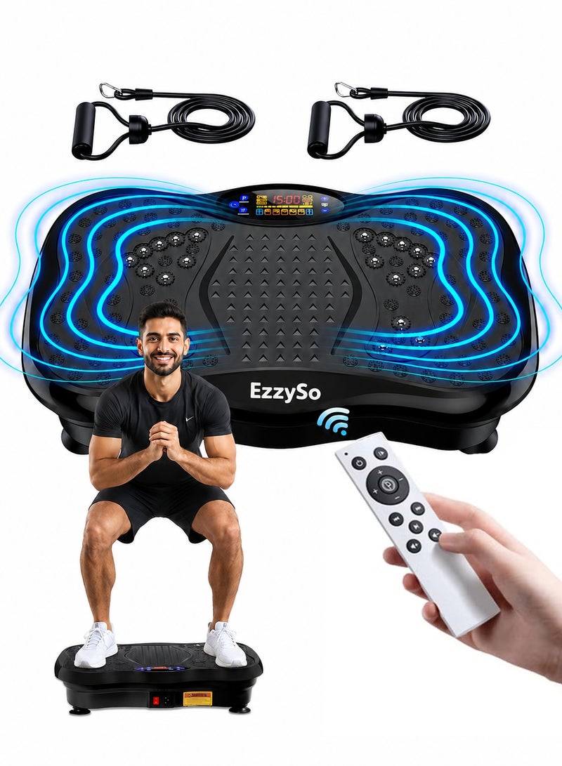 EzzySo Vibration Plates Exercise Machine For Home Use With Bluetooth Speaker, 5 Programs, 0-120 Adjustable Speeds, 2 Resistance Bands, 150kg Max Load Vibrating Plate - Image 1