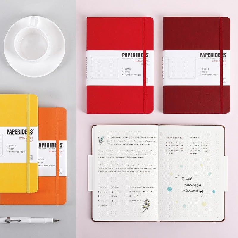 Paperideas Hard-Faced Strap Notebook A5 Blank Checkered Notebook Pu Leather-Faced Hand Ledger Simple Grid - Image 2