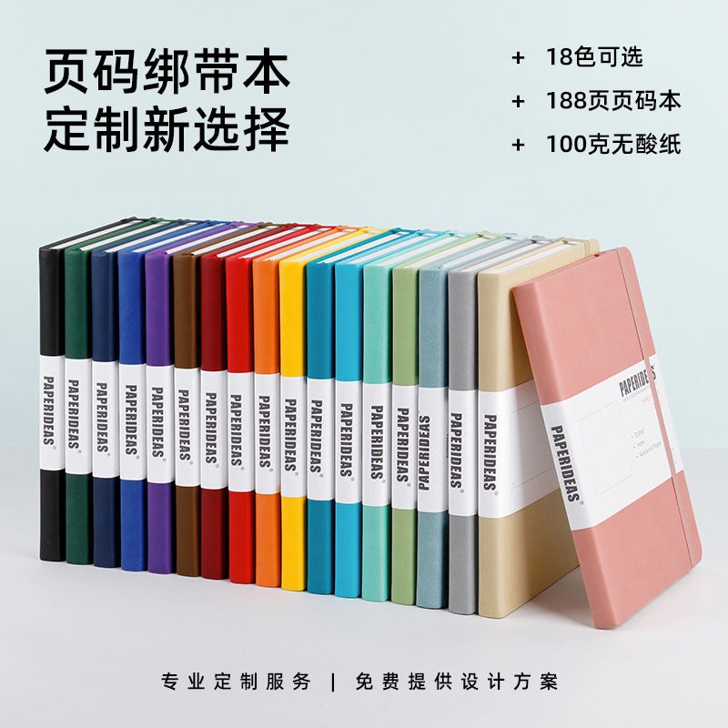 Paperideas Hard-Faced Strap Notebook A5 Blank Checkered Notebook Pu Leather-Faced Hand Ledger Simple Grid - Image 3