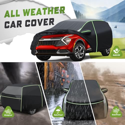 Mixsuper Liner Car Cover for Kia Sportage 1994-2026, 7 Layers Waterproof Car Cover Accessories for Sportage with Zipper Door, Windproof Straps, Reflective Strips, Anti-UV, All Weather - Image 4