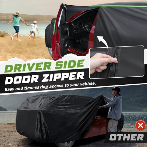 Mixsuper Liner Car Cover for Kia Sportage 1994-2026, 7 Layers Waterproof Car Cover Accessories for Sportage with Zipper Door, Windproof Straps, Reflective Strips, Anti-UV, All Weather - Image 3