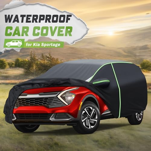 Mixsuper Liner Car Cover for Kia Sportage 1994-2026, 7 Layers Waterproof Car Cover Accessories for Sportage with Zipper Door, Windproof Straps, Reflective Strips, Anti-UV, All Weather - Image 2