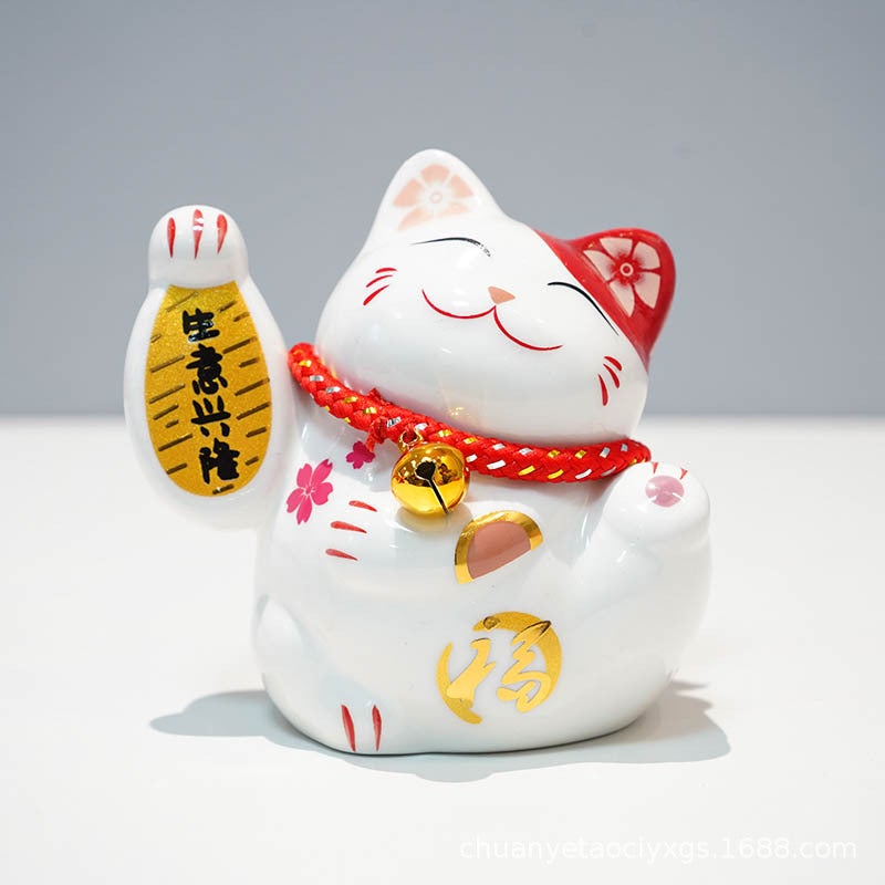 Lucky Cat Ten Thousand Two Decorations Small Cute Ceramic Creative Home Decorations Company Activities Small Gift Logo - Image 1