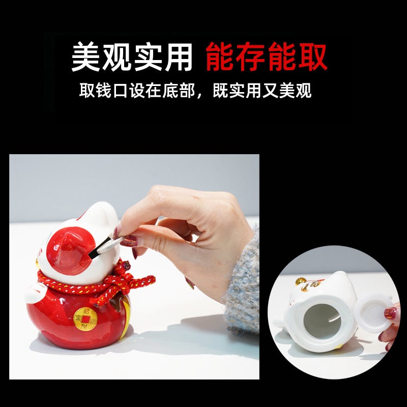 Lucky Cat Ten Thousand Two Decorations Small Cute Ceramic Creative Home Decorations Company Activities Small Gift Logo - Image 5