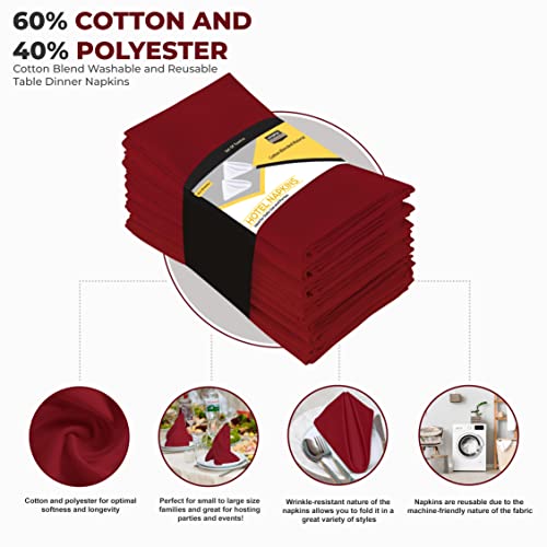 Utopia Kitchen Red Cloth Napkins [12 Pack, 18x18 Inch] Absorbent Cotton Blend Washable and Reusable for Dinner, Restaurant, Lunch, Wedding and Hotel - Image 4