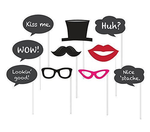 CREATIVE CONVERTING 10 Assorted Photo Booth Props, Chalkboard Party - Image 1