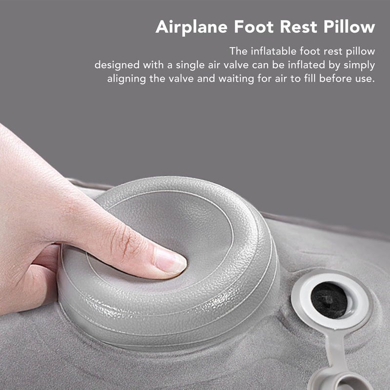 Inflatable Foot Rest Pillow, Portable Two Layer Airplane Foot Pillow with Single Valve, PVC Flocking for Office, Home, Travel (Gray) - Image 4