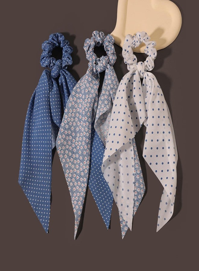 LFOUVRE Elastic Hair Scrunchies and Ribbons - Knotted Bow Hair Ties, Scarf Scrunchies Ponytail Holders for Women and Girls 3pcs - Image 2