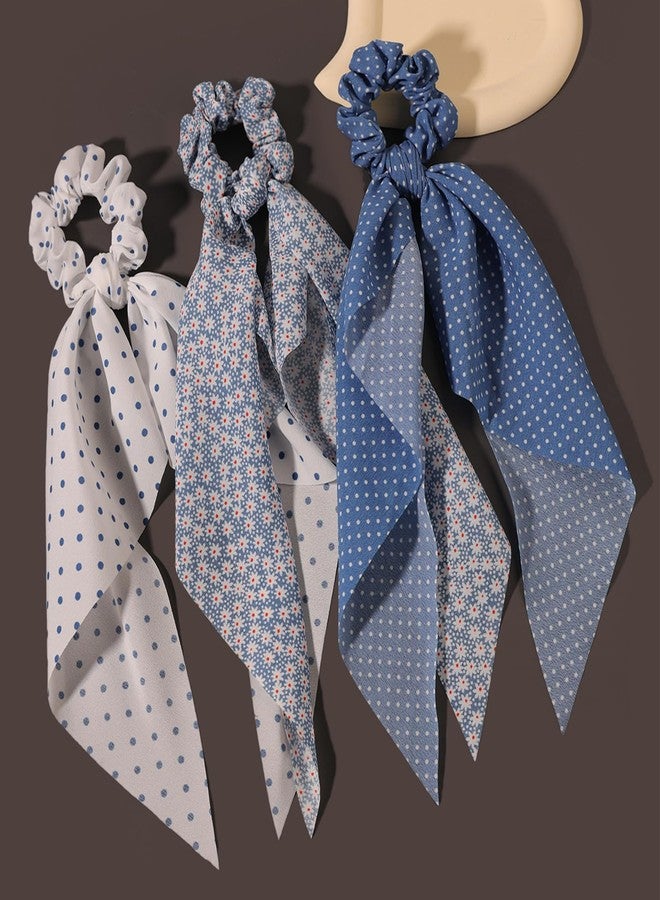 LFOUVRE Elastic Hair Scrunchies and Ribbons - Knotted Bow Hair Ties, Scarf Scrunchies Ponytail Holders for Women and Girls 3pcs - Image 3