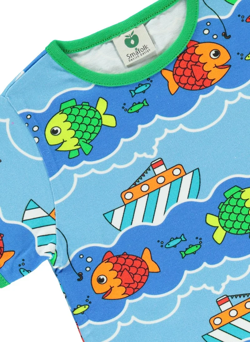 Småfolk T-shirt with boat and fish