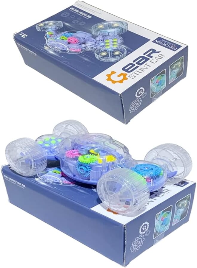 Transparent Gear Stunt Car Blue