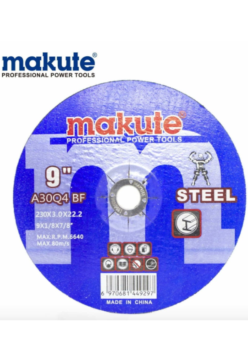 makute 9’’ Metal Steel Cutting Disc, 230mm x 3mm x 22.2mm, Max RPM 6640, 80m/s, Heavy-Duty Abrasive Wheel- A30Q4BF - Image 2