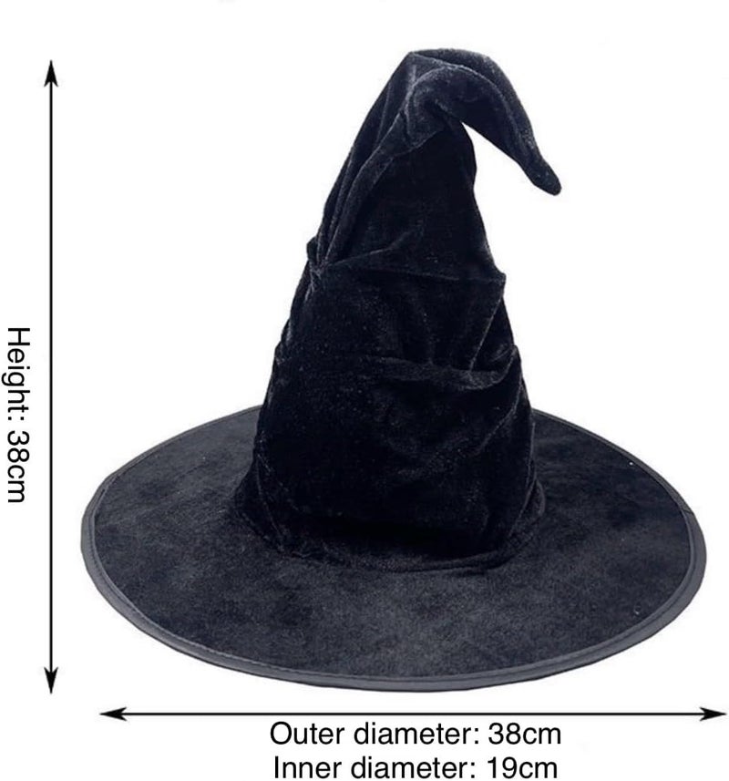 Caprilite Diverse requirement fit Halloween Crumpled Witch Hat, Black Velvet, Wizard Hat, Cosplay Accessories, Fits Adults and Children Carefully selected material - Image 2