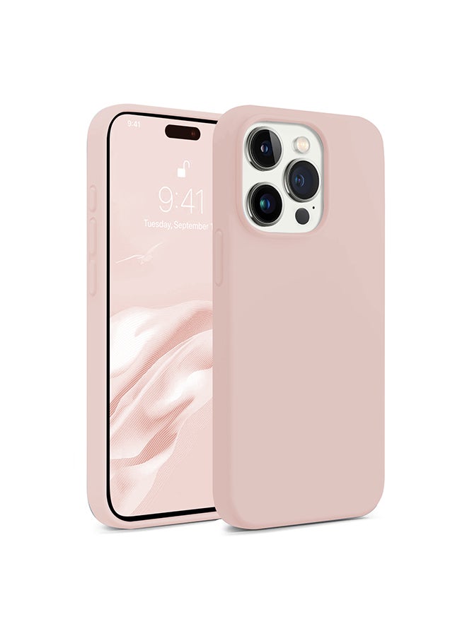 O Ozone Silicone Case for iPhone 15 Pro Case, Liquid Silicone Cover With Soft Microfiber Lining [Full Covered Camera] Shockproof Phone Case Cover - Pink Sand2 - Image 1