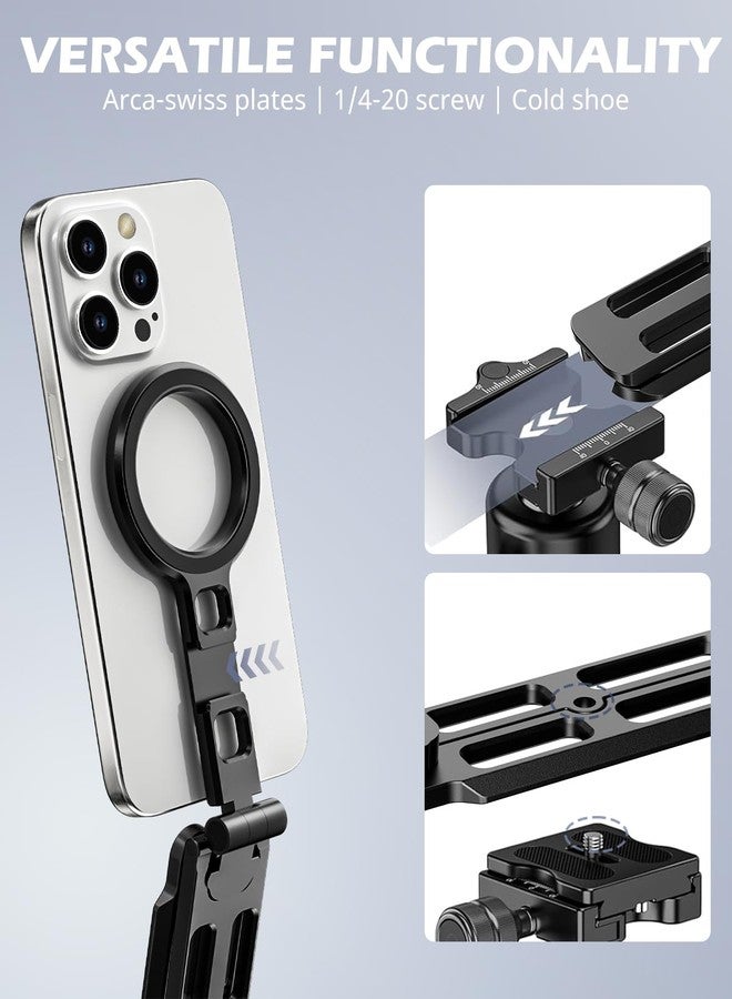 UBeesize Magnetic Portable Tripod for iPhone -MagSafe Mini Phone Stand & Universal Tripod Mount, Foldable Aluminum Phone Holder for iPhone 16/15/14/13/12, Pocket Travel Desktop All in One - Image 3
