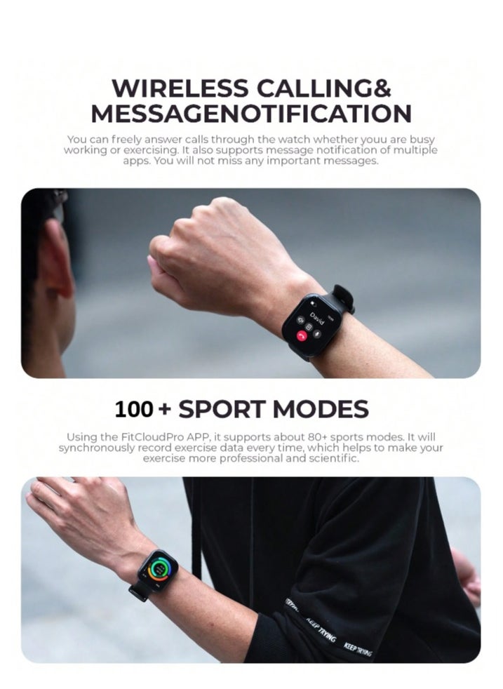 havit Smart Watch for Men & Smart Watch for Women – 2.06" Full Touch Fitness Smartwatch with Bluetooth Calling, IP68 Waterproof, Heart Rate, SpO2, Blood Pressure & Sleep Monitor, Zinc Alloy Body, Custom Watch Faces, Message & Call Notifications, Compatible with Android & iPhone, Business & Sports Use (Black)  - Image 4