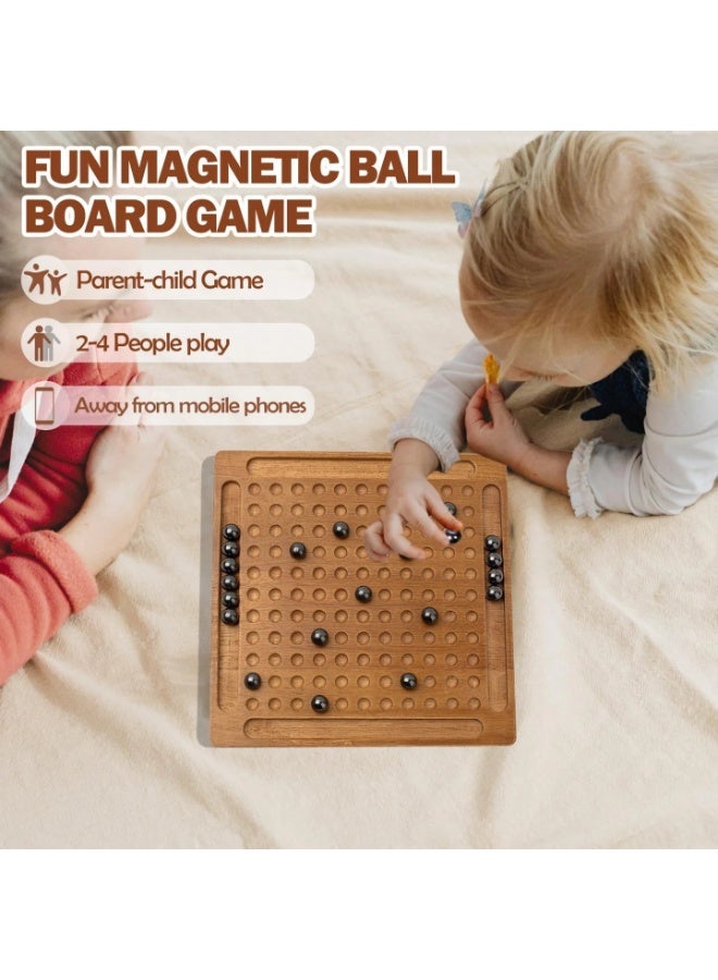 Capstro Magnetic Strategy Board Game for Kids & Family – Wooden Tabletop Thinking Game with 32 Magnetic Balls, Interactive Challenge Puzzle & Travel Friendly Activity Set - Image 4