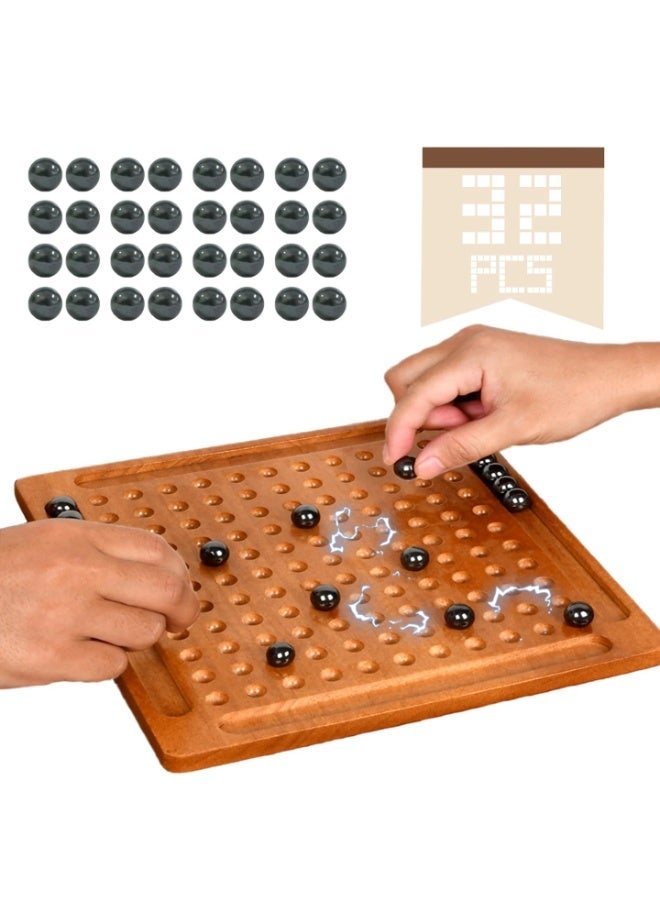 Capstro Magnetic Strategy Board Game for Kids & Family – Wooden Tabletop Thinking Game with 32 Magnetic Balls, Interactive Challenge Puzzle & Travel Friendly Activity Set - Image 3