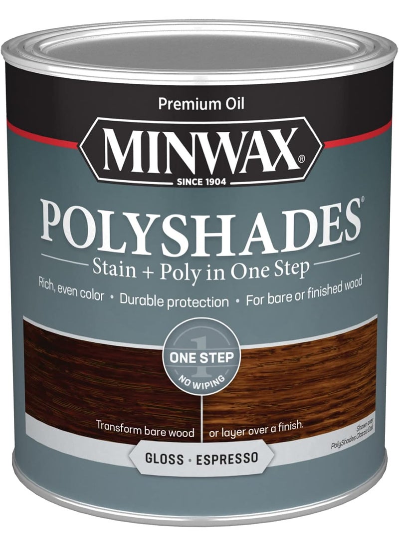 Minwax Minwax PolyShades Wood Stain  Polyurethane Finish  Quart Espresso Gloss  - Image 1