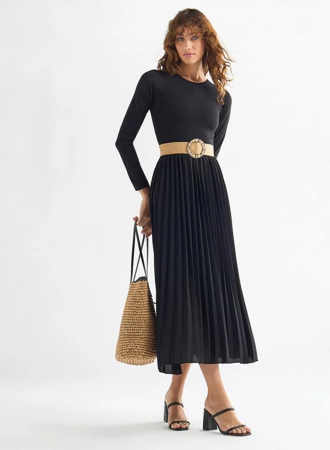 Splash FAV Pleated Long Sleeve Dress