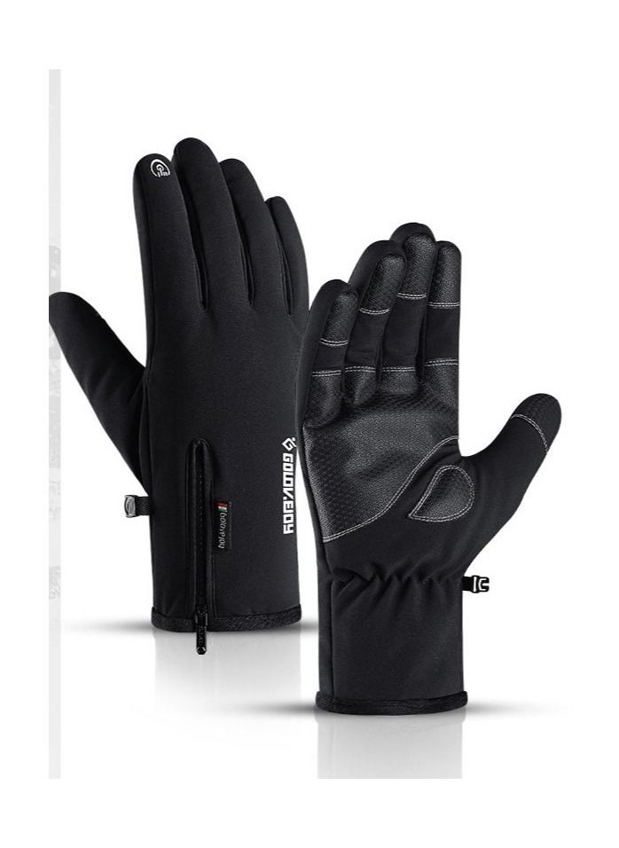 Golovejoy Winter Skiing Men And Women Outdoor Riding Waterproof Non Slip Plush Thickened Warm Gloves 