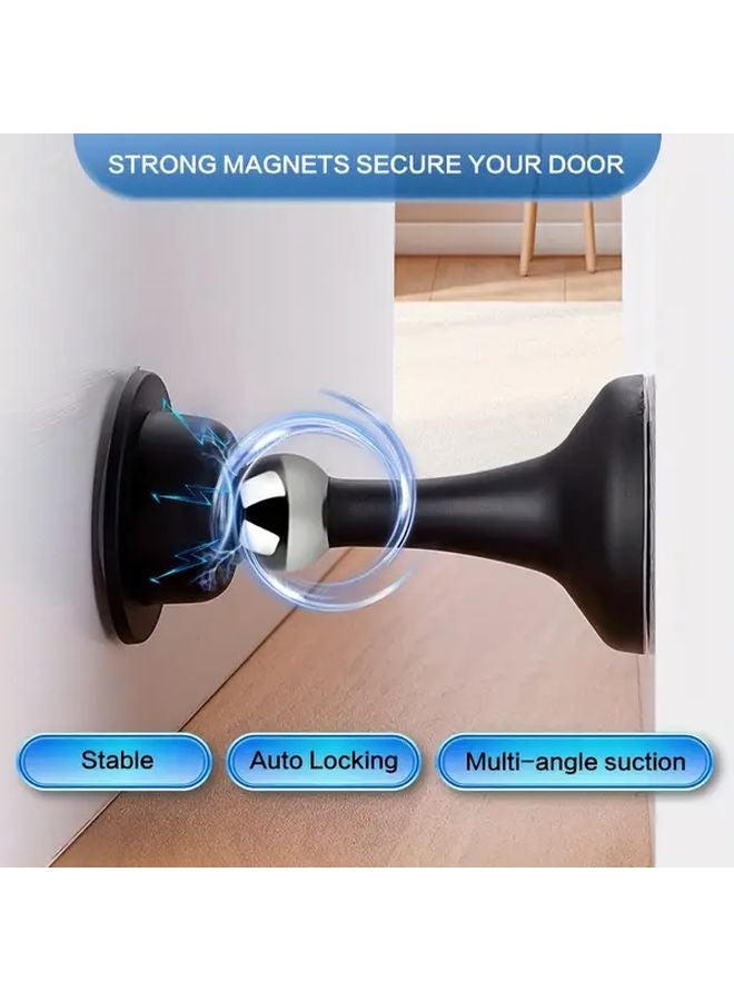 Black Magnetic Door Stopper No Drilling Strong Adhesive Anti Collision For Home Office - Image 4