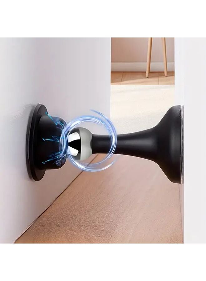 Black Magnetic Door Stopper No Drilling Strong Adhesive Anti Collision For Home Office - Image 2