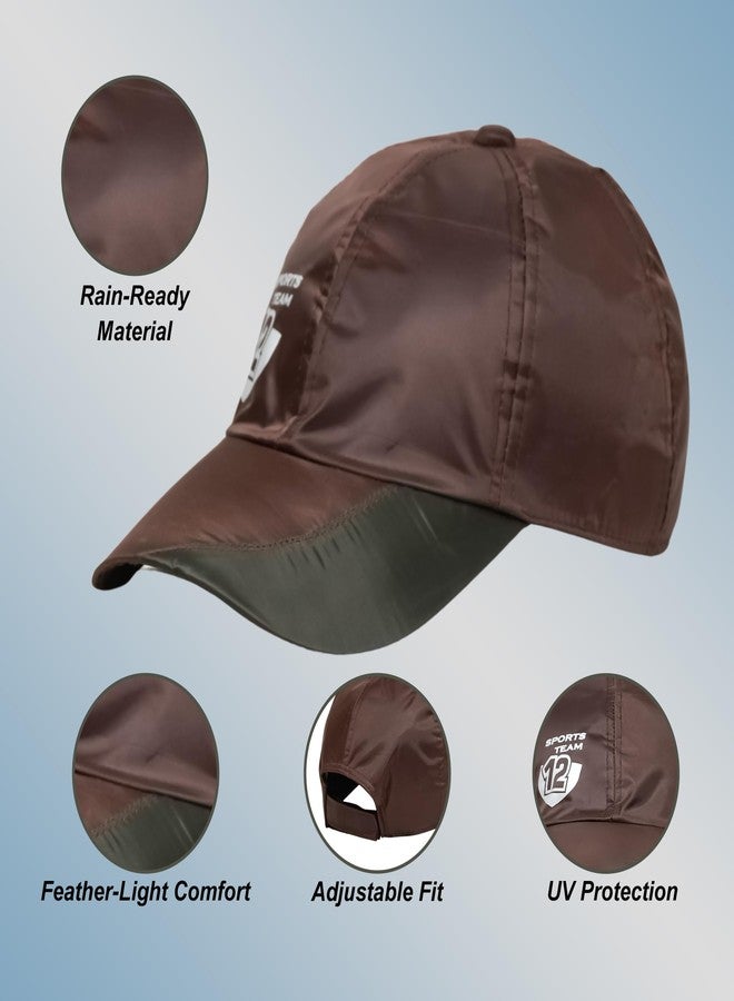 C Classic Water-Resistant Baseball Cap,Quick Dry,Rainy Wear, Adjustable, Fit for All Kind of Outdoor Activites in Monsoon with Reflective Logo and Dual Colour On Peak (in, Alpha, Free Size, Brown) - Image 3