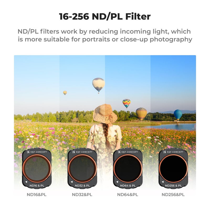K&F Concept UV/CPL/ND Filter Set Compatible with DJI Osmo Pocket 3, 6 Pack Magnetic UV+CPL+ND16/PL+ND32/PL+ND64/PL+ND256/PL Protection Polarizer Neutral Density Filters, Multi Coated HD Optical Glass - Image 4