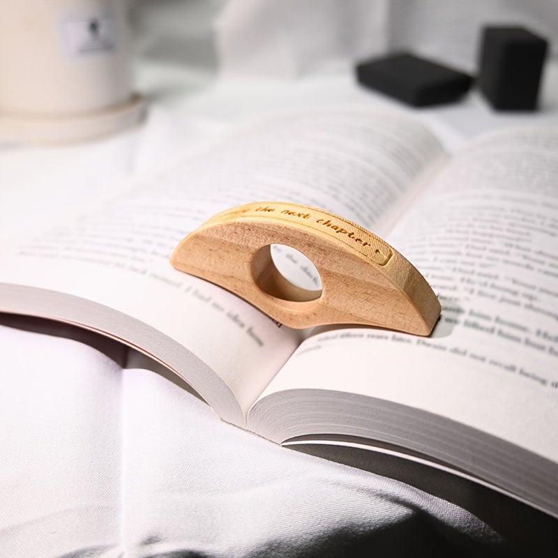 Wooden Thumb Book Holder Sapele Page Press Stand Gift For Book Lovers Holiday - Image 4
