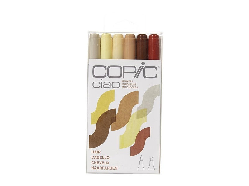 Copic Marker Copic Ciao Marker Set 6 Hair,Broad,Medium,Black.