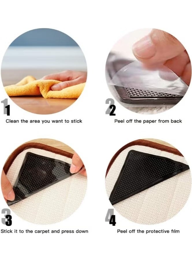 Washable and Reusable Silicone Anti-Slip Carpet Glue Sticky Backing Pads for Home, Bathroom and Living Room Carpets, Black-292 - Image 3