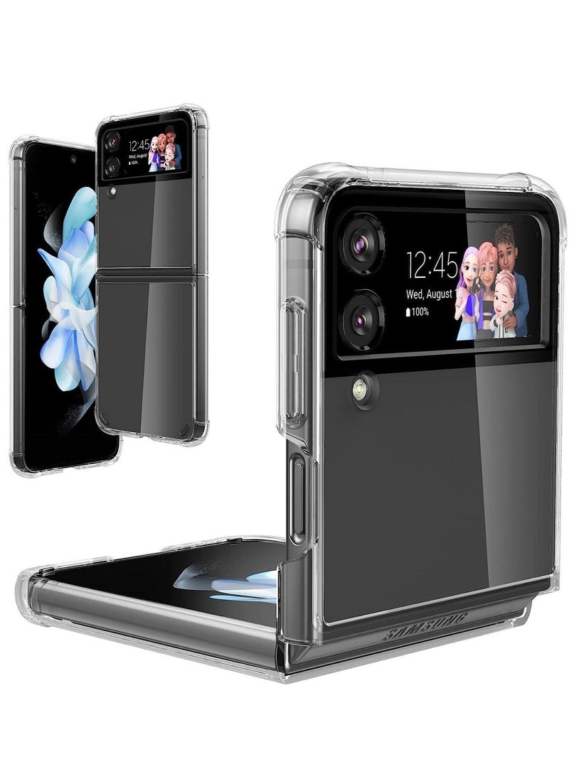 Raxoom Case for Samsung Galaxy Z Flip 4 Clear Case, Hard PC Back & Soft TPU Bumper Transparent Protective Cover Shockproof Scratch Resistant Case for Samsung Galaxy Z Flip 4 5G - Image 1