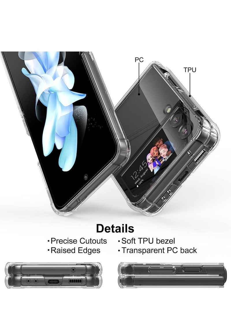 Raxoom Case for Samsung Galaxy Z Flip 4 Clear Case, Hard PC Back & Soft TPU Bumper Transparent Protective Cover Shockproof Scratch Resistant Case for Samsung Galaxy Z Flip 4 5G - Image 3