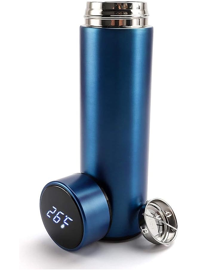 Zaboon - Insulated Water Bottle Tea Infuser Bottle Stainless Steel Vacuum Wide Mouth Coffee Mug Travel Thermoses With Lcd Touch Screen Keep Hot Or Cold Car Portable Coffee Cup 18Oz(Blue) - Image 1