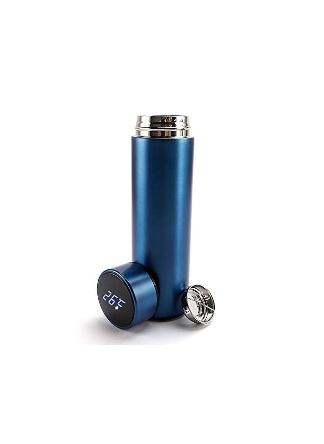 Zaboon - Insulated Water Bottle Tea Infuser Bottle Stainless Steel Vacuum Wide Mouth Coffee Mug Travel Thermoses With Lcd Touch Screen Keep Hot Or Cold Car Portable Coffee Cup 18Oz(Blue) - Image 1