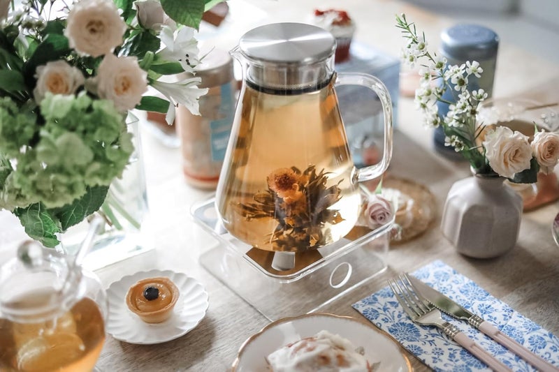 Teabloom OneTouch Tea Maker 2in1 Teapot and Kettle with Stainless Steel Filter Lid for Loose Tea  Stainfree Borosilicate Glass Teapot 40 Oz  Tea Connoisseurs Choice - Image 4