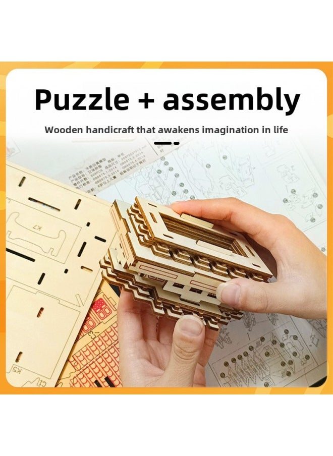 Dragon Boat Festival 3d Wooden Jigsaw Puzzle Building Blocks Ornaments Stall Night Market Children's Toy Model Dragon Boat-Color:[annual Activity] Chinese Dragon Boat  - Image 4