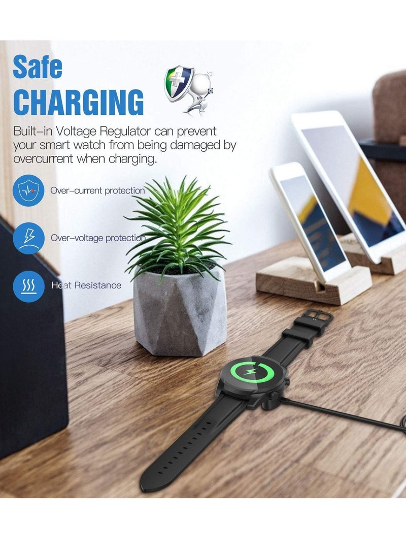 Y&D 2 Pack Compatible with Ticwatch ProX/ E3/ pro3/ pro3 LTE3 Etc. Charging Cable, Portable Magnetic Charger Base Replacement Power Cable Smartwatch (Black) - Image 3