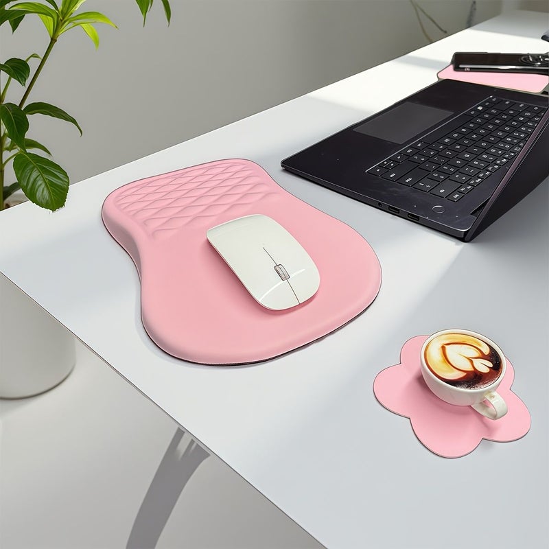 3 Pack Floral Coaster Phone Pad And Mouse Wrist Rest With Memory Foam Support Non Slip Base For Office And Home Use White - Image 5