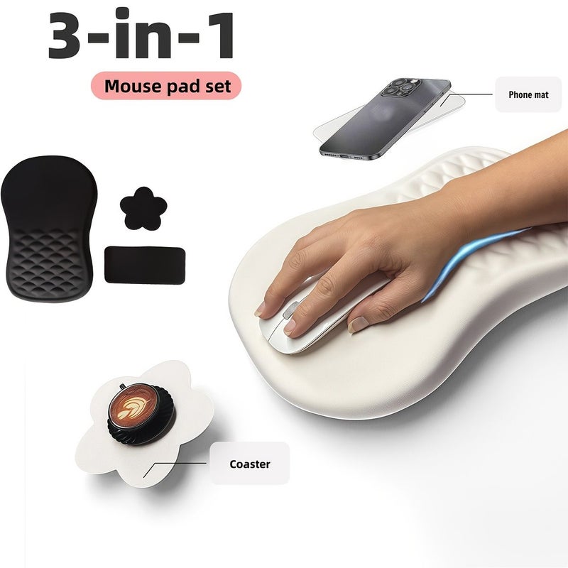3 Pack Floral Coaster Phone Pad And Mouse Wrist Rest With Memory Foam Support Non Slip Base For Office And Home Use White - Image 2