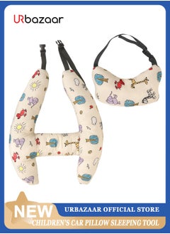 URbazaar Kids' Travel Pillow Headrest Travel Pillow Cushion for The Back Seat of Car Seat Belt Adjuster for Child Sleeping Neck Shoulder Support Cushion Pad Cartoon Anime for Baby  - Image 1