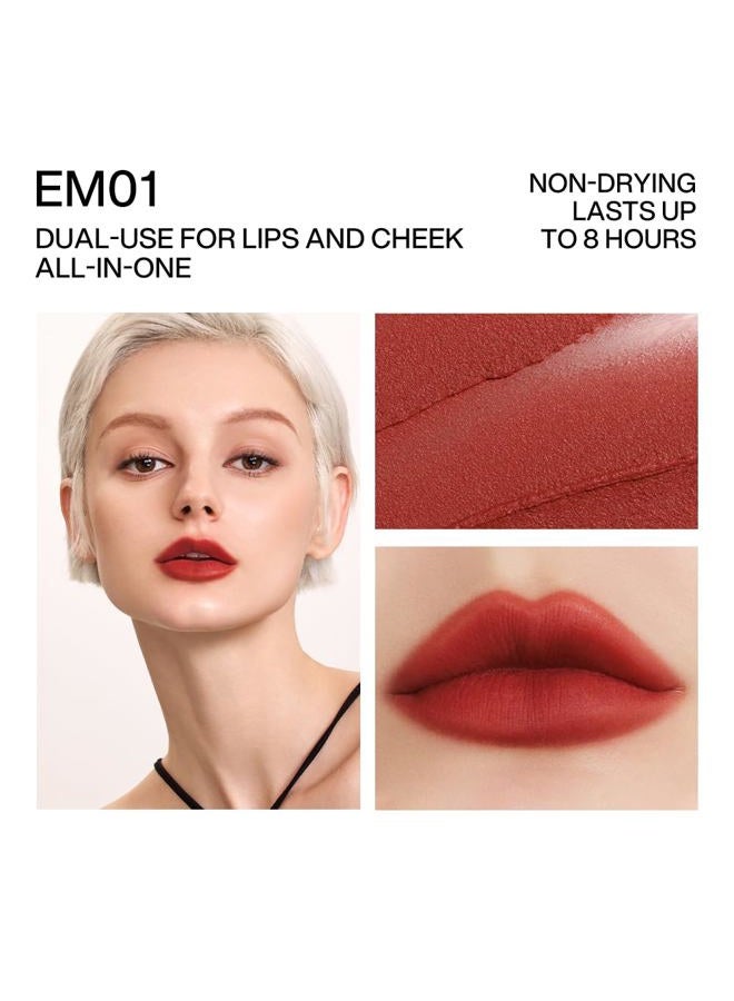 INTO YOU Matte Lipstick, Super Stay Lipstick for Women, Waterproof, Long Lasting Lipstick, High Impact Lipcolor with Lightweight Lip Mud Texture, Dual-use for Lips and Cheek, Red Lipstick (EM01) - Image 4